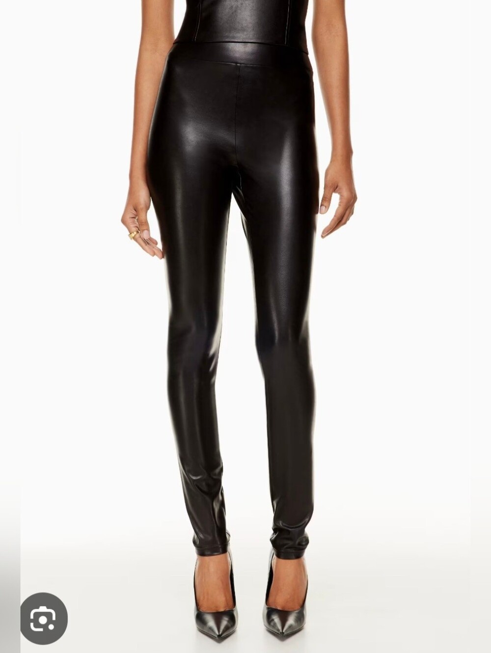 5 For $25✨️Babaton Aritzia Medium Faux Leather Black Leggings High Waist Tights